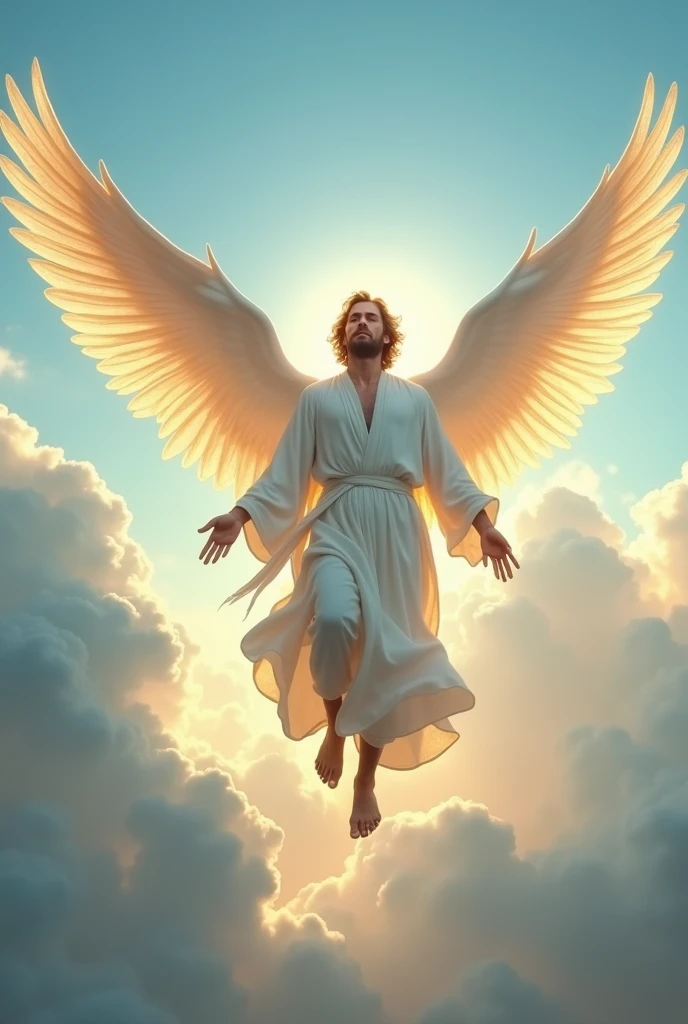 Man angel in the sky, realistic 4k
