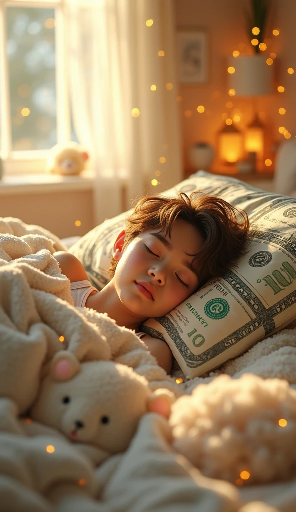 I'm sleeping my pillow is a cushion of money