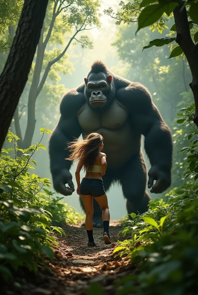 Close-up (Medium shot):** Kong walked closer. Mint turned and saw him, startled, and quickly got up.

