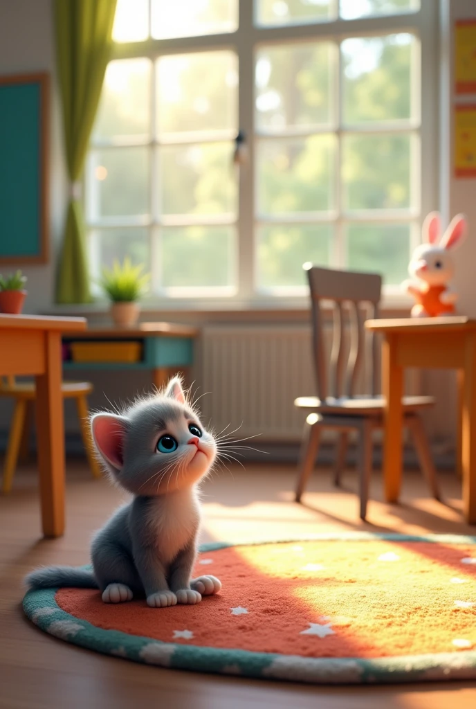 BUT THE KITTY AT SCHOOL HE DIDN'T HAVE ANY FRIENDS,HE WAS VERY SAD