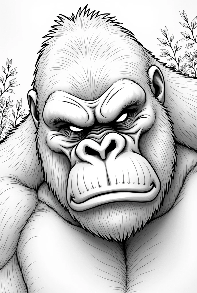 Black and white line drawing **Close up (Close-up):** Kong frowned and asked in a stern voice.