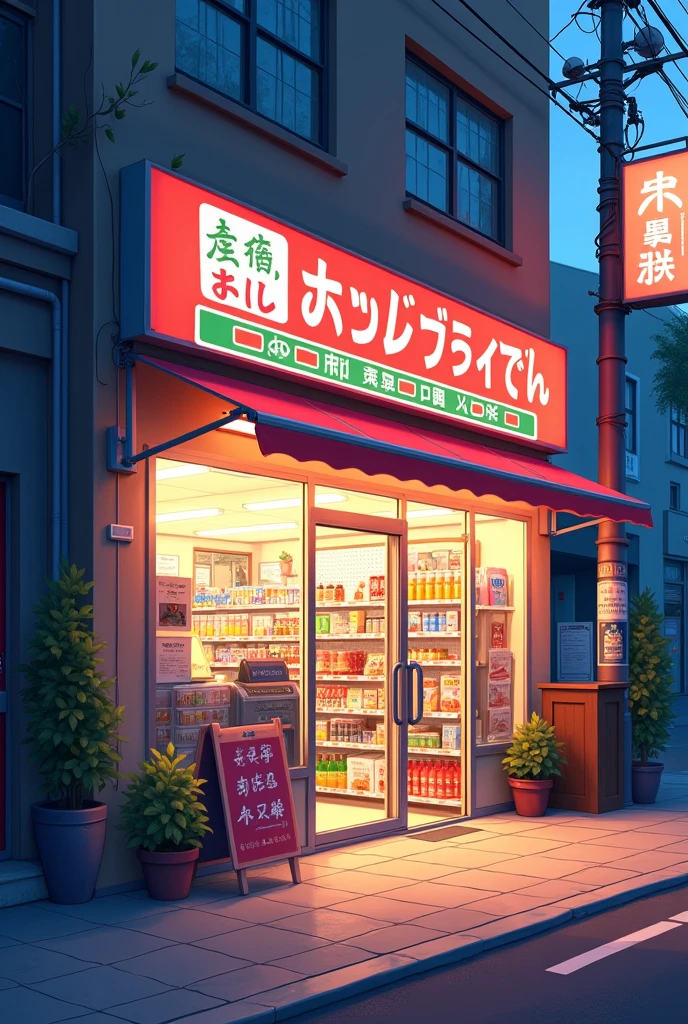2D anime-style convenience store background without people, just the scenery