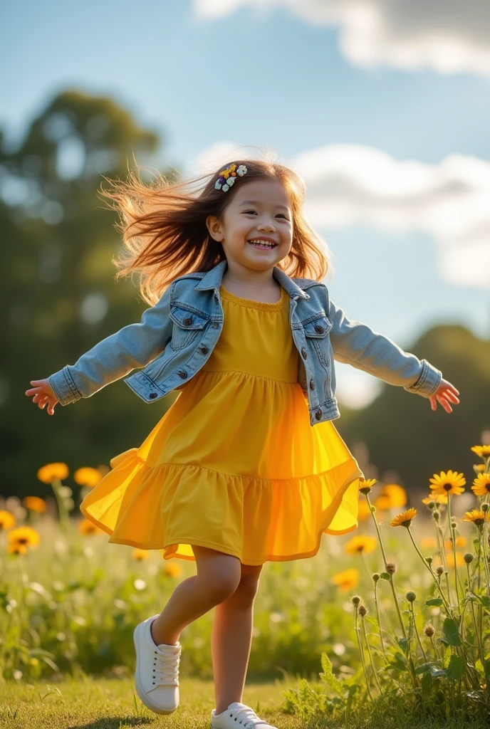 Create a modern girl on a happy day in the park