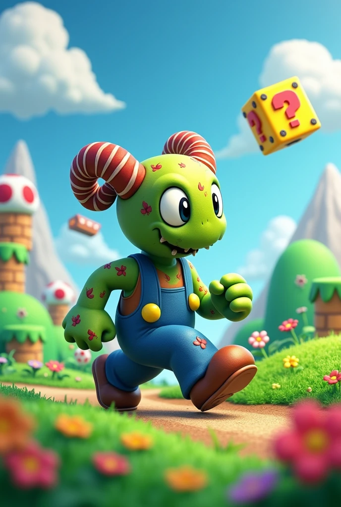 Zombie with horn s and that can walk that made up in a Mario world