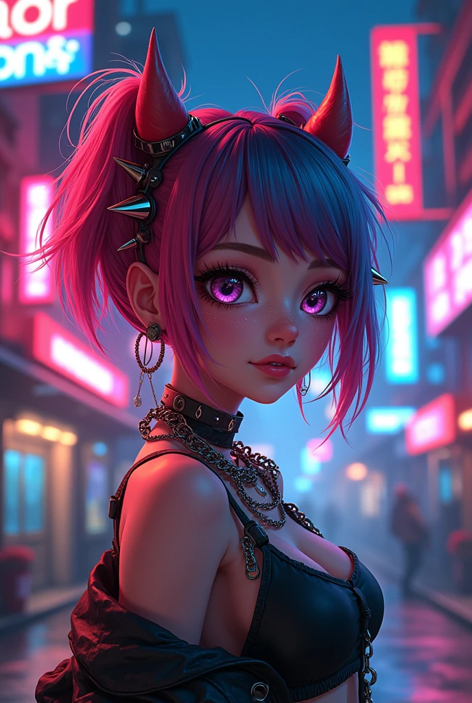 **Design Prompt: Girl Hermosa

**Title: Chica Anime VTuber thick
**General description:**
Design a VTuber anime girl profile icon with a Punk style The image should be visually striking and aesthetically beautiful, Suitable for both 2D and 3D design. The girl must have characteristics that make her stand out and fit in Dimensions: Suitable for a profile icon, 800x800 ideally in square pixel format).
quality: High resolution 2D\3D VTuber 
