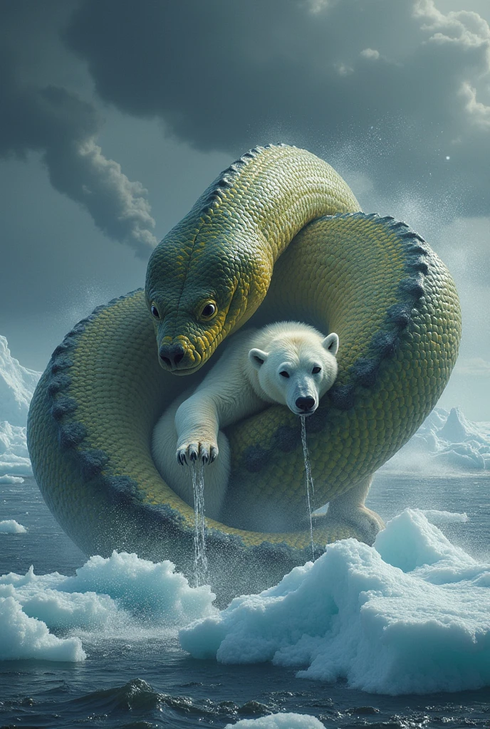 Ferocious Anaconda killing polar bear