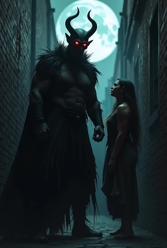 A men looking like devil and he assulting women 