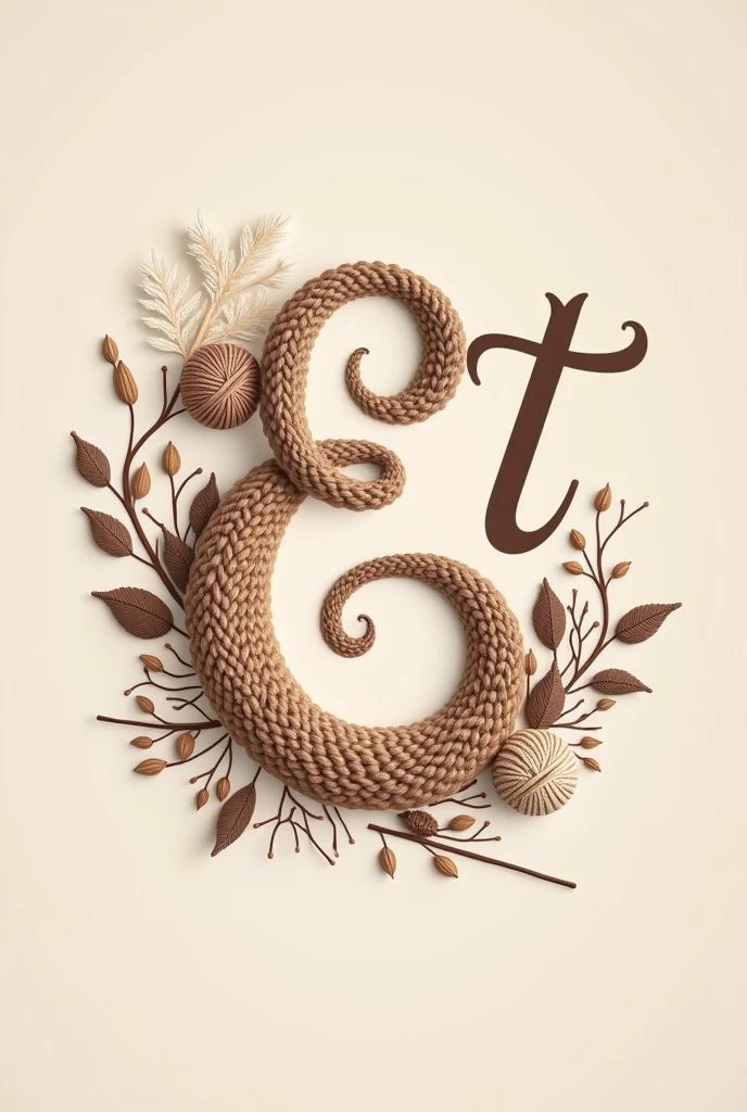 Make me an elegant logo for my amigurumi business with the letters E and T 