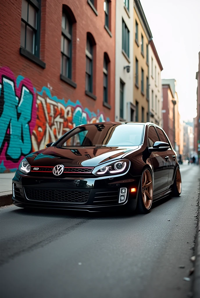 Black Volkswagen Gol car lowered with 17-inch Ecosport Freestyle rims