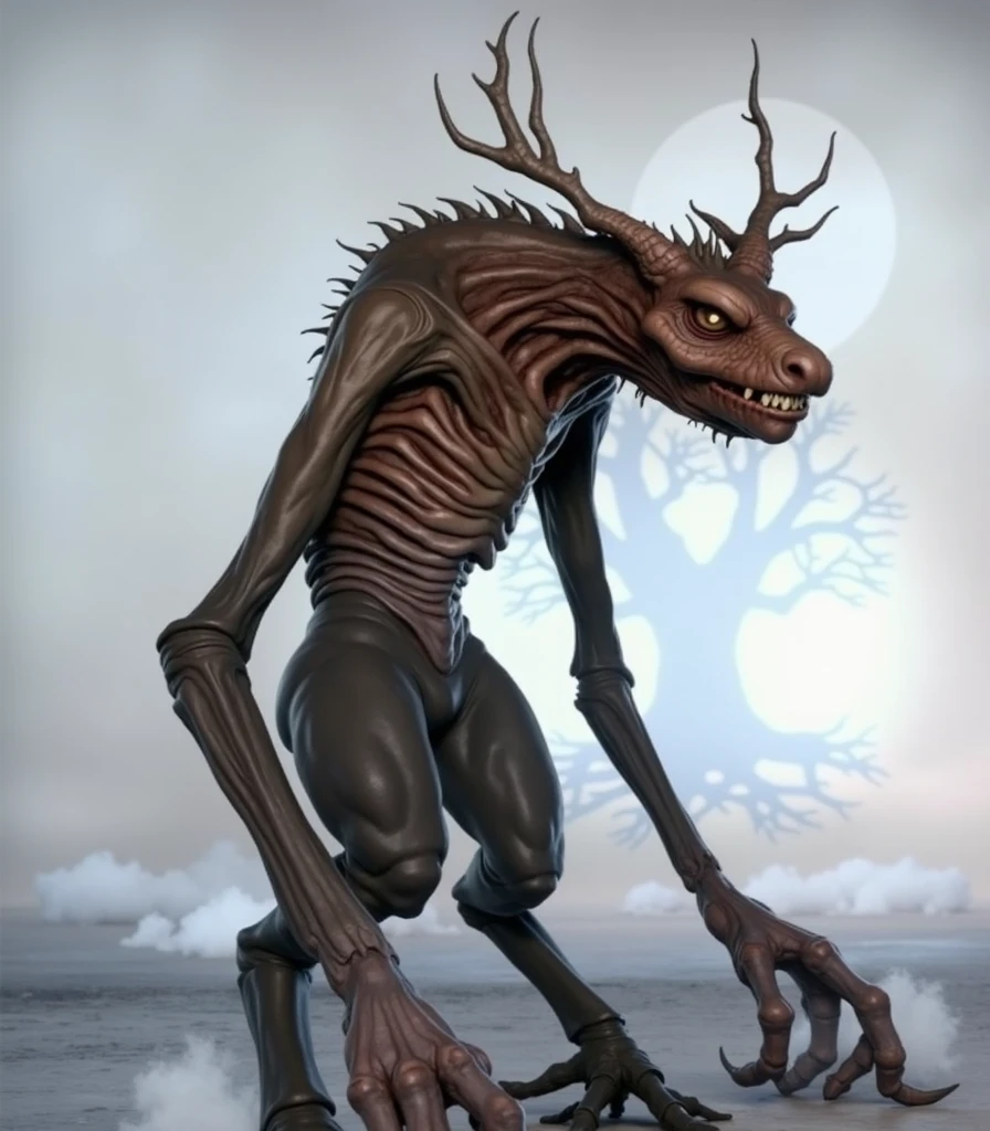 Humanoid monster，The limbs are slender，bizarre physique，Dry and thin body