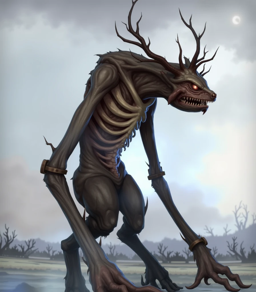 Humanoid monster,The limbs are slender,bizarre physique,Dry and thin body