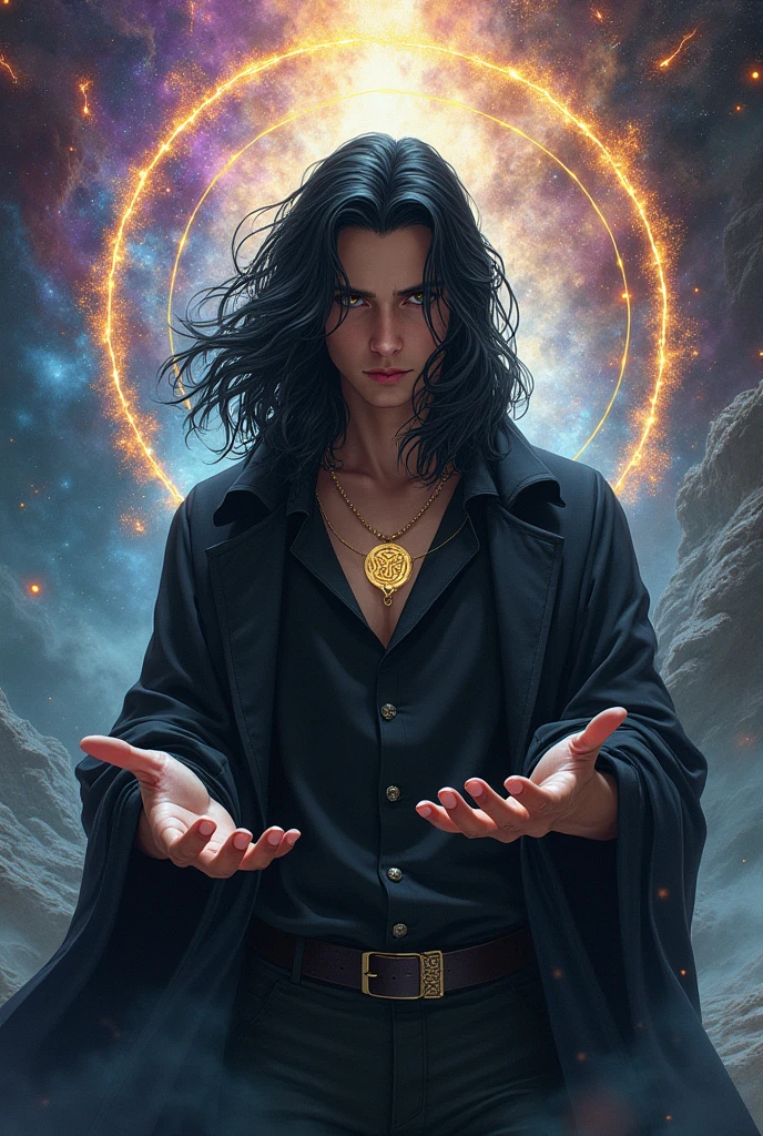 Create a male character who can manipulate the fifth wall of existence, black hair and brown eyes. 

