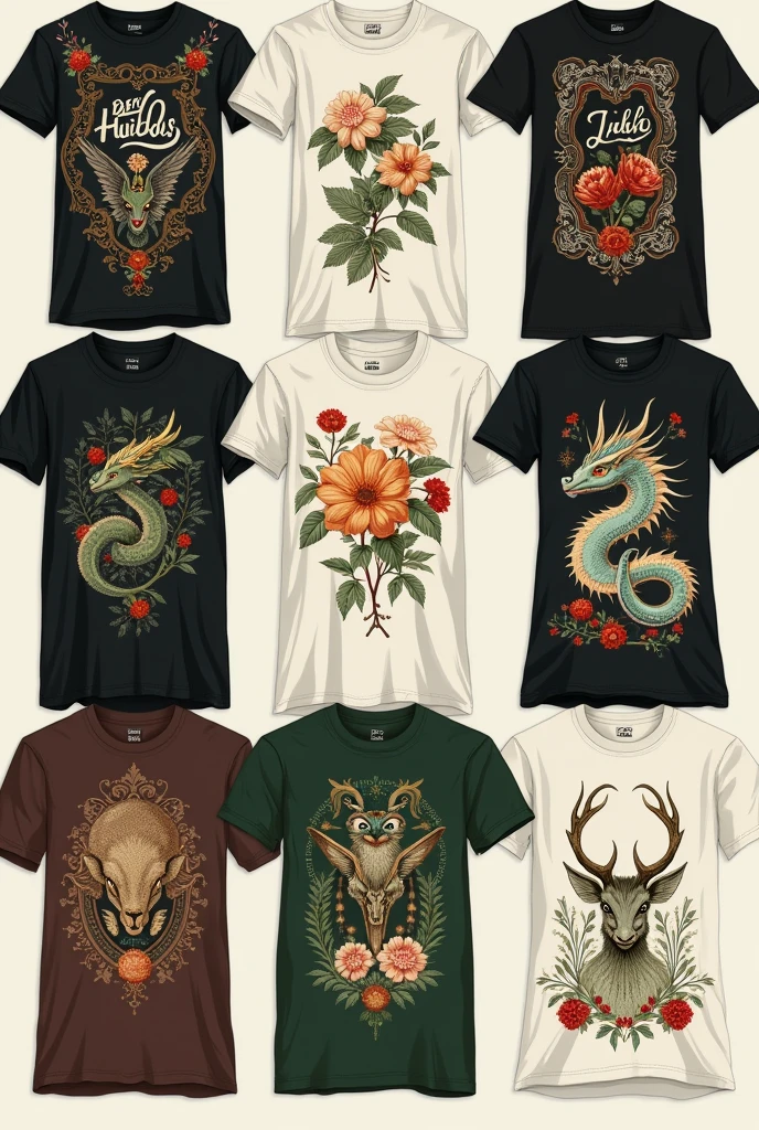 Necesito que me Aandudes con 10 diseños diferentes and únicos entre si, los diseños se bAsAn en bordAdos pArA cAmisetAs, utilizA como bAse unA cAmisetA de Algodon de cAlidAd,, puedes tulizAr colores como negro, blAnco, green, cAfe, cremA, tonos de ese estilo pArA lA bAse, and el Arreglo del bordAdo te lo dejo A tu disposicion, solAmente debe cumplir con los siguientes dos requerimientos, quiero que lA pArte del bordAdo este en el centro de lA cAmisA (chest) (costAdos) and (espAldA) que seAn de tAmAños pequeños hAstA grAnde. Me gustAriA que Algunos diseños los reAlices con letrAs elegAntes tipo sAntorini o wild mAgnoliA como estilo textuAl, o tipogrAfiA, con and otros con diseños de flores, diseños como pArA gandm, diseños pArecidos A polo rAlph lAuren, diseños de criAturAs mitologicAs, etc, te dejo AlgunAs A tu considerAcion. A