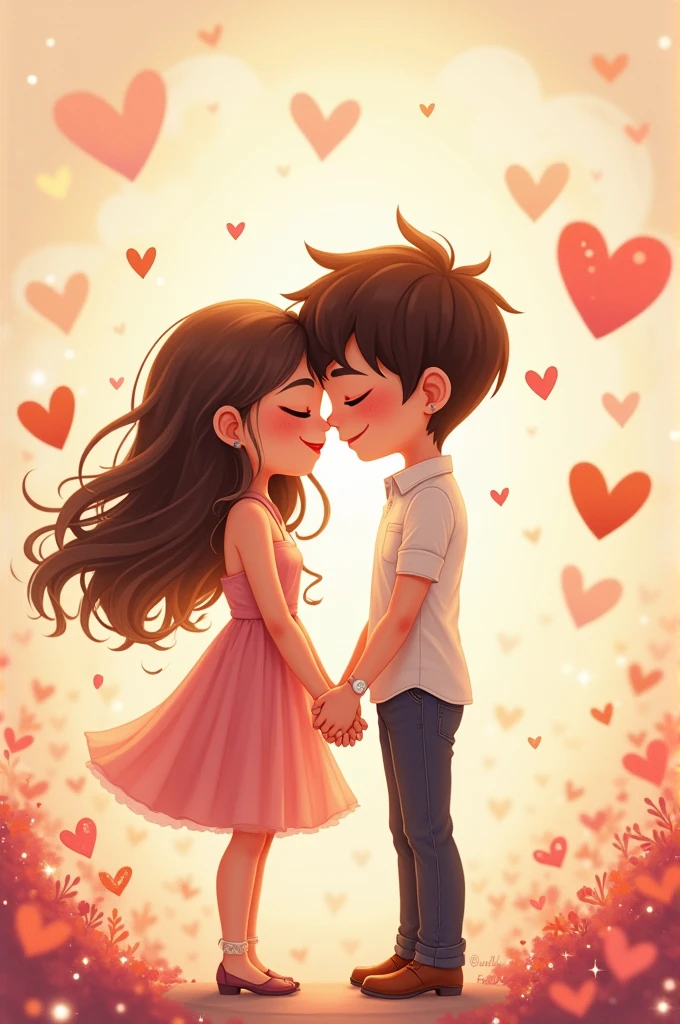 Create an image inviting my girlfriend to get matching permanent ankle bracelets, with a drawing of her and me that is cute with the bracelets and a lot of love, something sweet.