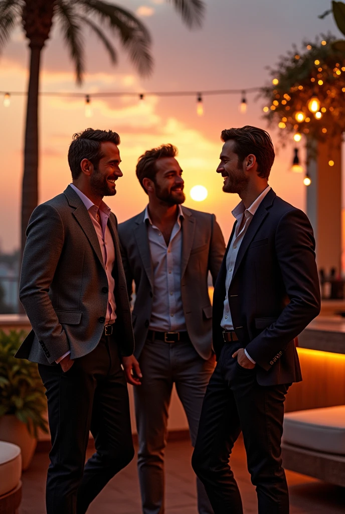 Une image avec plusieurs acteur ryan reynods michael fassbender henry calvill gay
