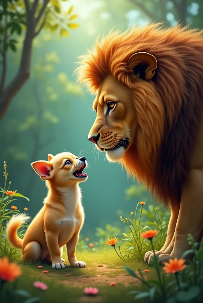 Chihuahua fighting a lion