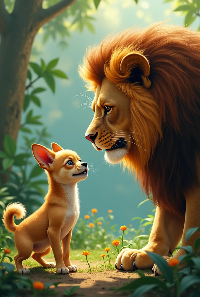 Chihuahua fighting a lion