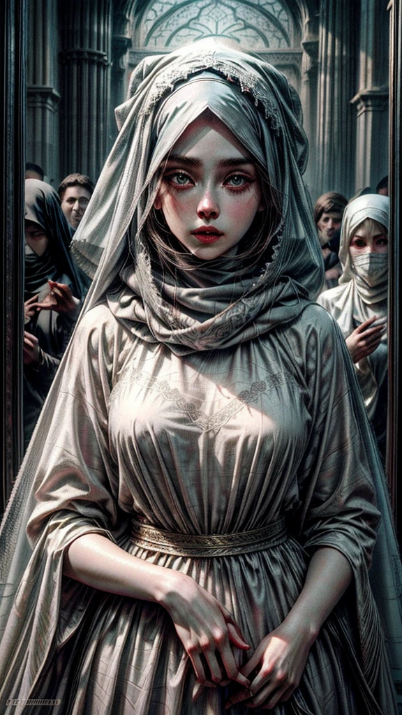 (((WEARING HEADSCARF A ISLAMIC VEIL ON HEAD, ILLUSTRATION)))
young female albino skin, snow white skin, white hair,lovely face, crimson lovely big eyes, crimson medieval clothes, innocent face, islamic islamic islamic islamic mythologicalA extremely delicate and beautiful silver-haired girl,Blue pupils,Intricate details, depth of focus,highly detailed, digital painting, artstation, concept art, character art, art by greg rutkowski and tyler jacobson and alphonse mucha Islamic Islamic 8k big lovely eyed wearing veil on head islamic wearing a headscarf veil 👰♀ big huge lovely eyes a detailed portrait of a cute goth brunette girl, by justin gerard and greg rutkowski and agnes cecile, digital art, realistic painting, dnd, character design, trending on artstation islamic islamic beautiful like moon young female albino skin, snow white skin, white curly hair, slender face, crimson eyes, crimson medieval clothes, innocent face, islamic islamic islamic islamic mythological big eyed, big eyed silver COLOR EYES,
big huge lovely big lovely eyed and large eyelashes
white long hair red lovely eyes extremely beautiful cute and innocent face girl fantasy blue long hair, green eyes, blue star on the left cheek, singing girl islamic islamic extremely detailed white skin wearing pink color rose dress 🌹 everywhere young female albino skin, snow white skin, slender face, red eyes, crimson islamic clothes, innocent face, islamic islamic islamic islamic red lovely big lovely eyed woman with veil islamic islamic beautiful like moon have pink hair, crystal like woman extremely delicate and beautiful woman, white skin, looking through the window, dress, red eyes, dark light night, intricate, elegant, sharp focus, illustration, highly detailed, digital painting, concept art, matte, art by WLOP and Artgerm and Greg Rutkowski and Alphonse Mucha, masterpiece huge lovely eyes and eyesbrows big lovely eyed symmetry, beautiful floral and glitter angel, hyper realistic face, (A beaut