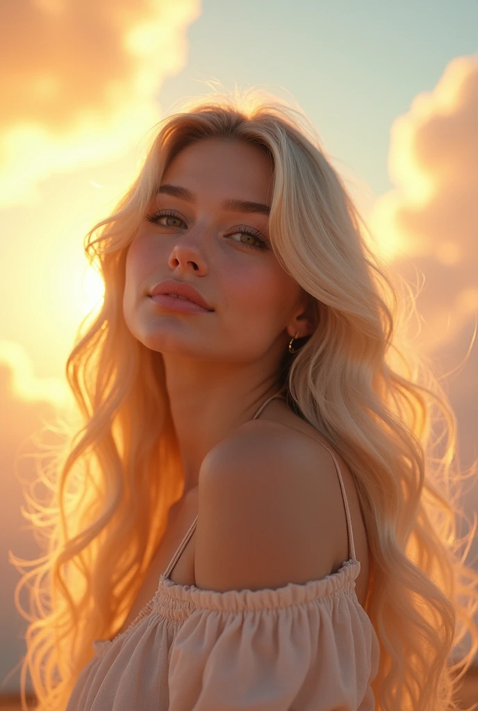 23years old blond pretty woman, brown eye, face up
