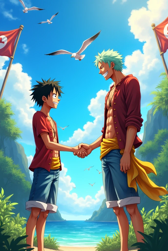 ??? Luffy meet his old future self and give hand shake