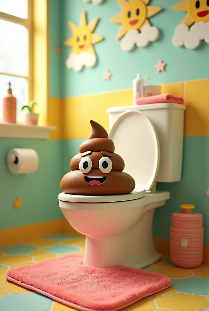 Happy poop in the bathroom 
