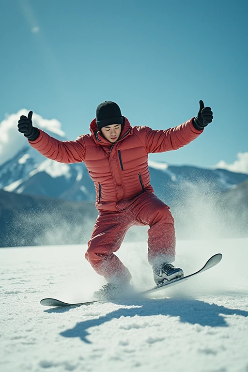 Image bboy Japanese with clothes dj and white dancing in Japan in mountain Fuji make freeze air chair cinematetic Alta resolução, defocused, best qualityer, American propaganda poster, 