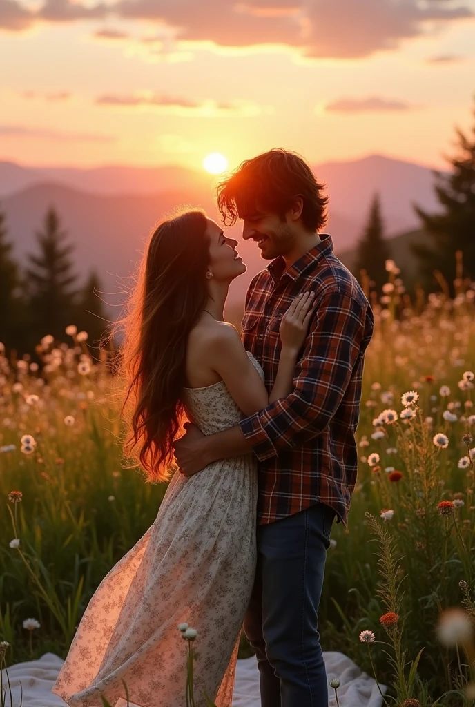 Couple romentic mood image in nature