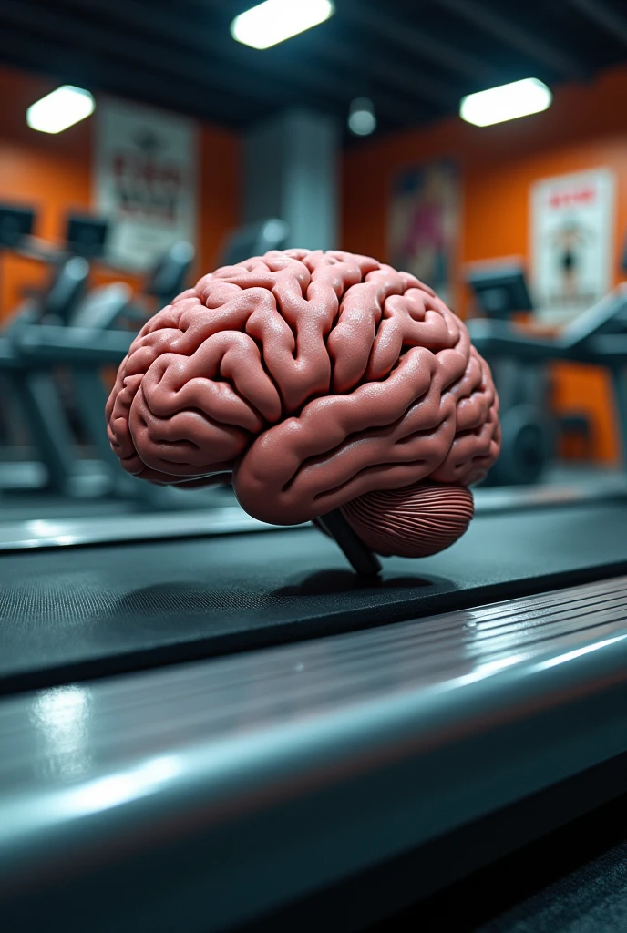 A brain that looks real, not cartoonish, on the gym treadmill
