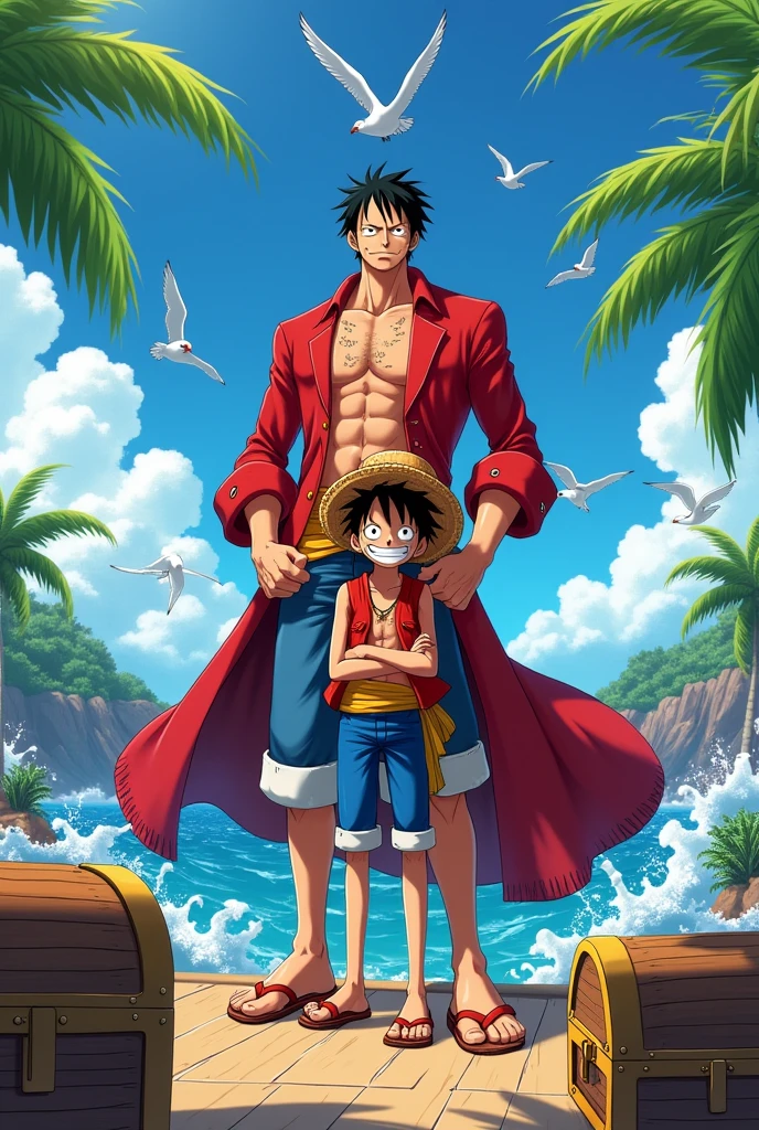 Kid Luffy meet his future self