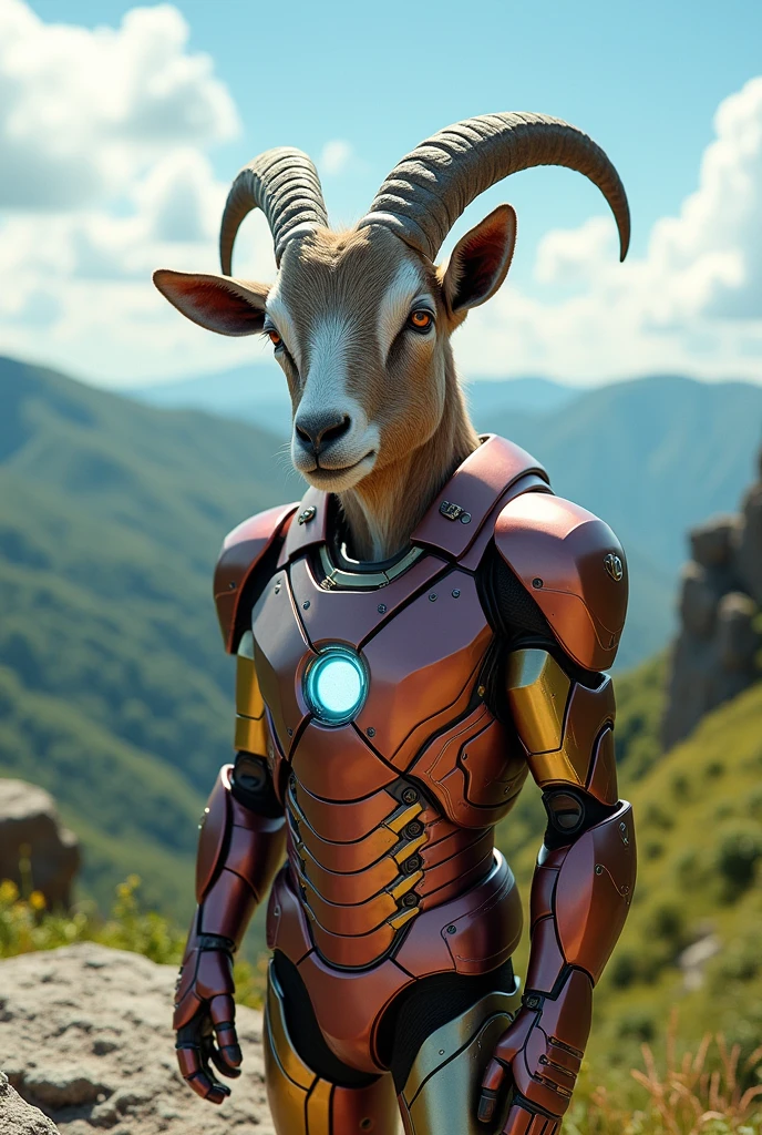 Chevre dans l’armure d’ironman