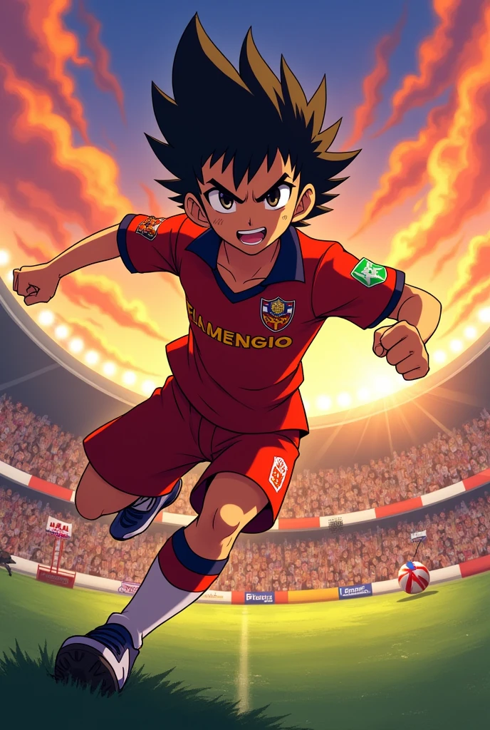 Hello, Please create a character for me of Flamengo's player Pedro in the style of the Inazuma Eleven anime. Go all out!