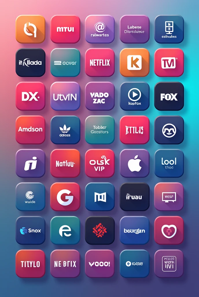 Logos of streaming platforms in medium-sized squares with space in each square