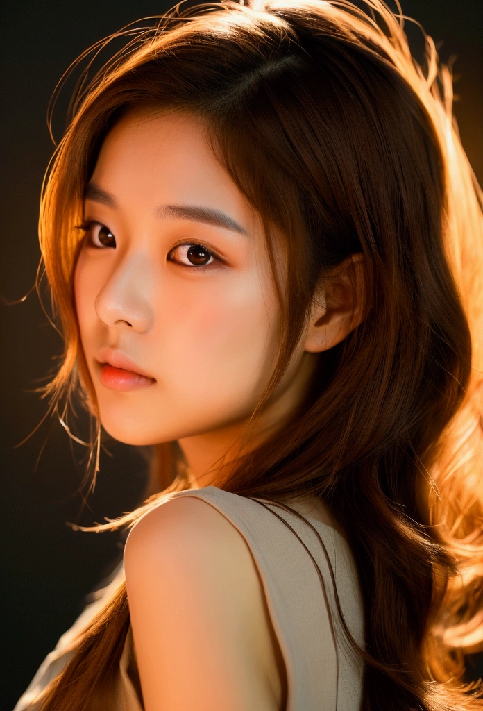 Generate the face of a 20-year-old Asian girl with wavy brown hair from 10 different angles