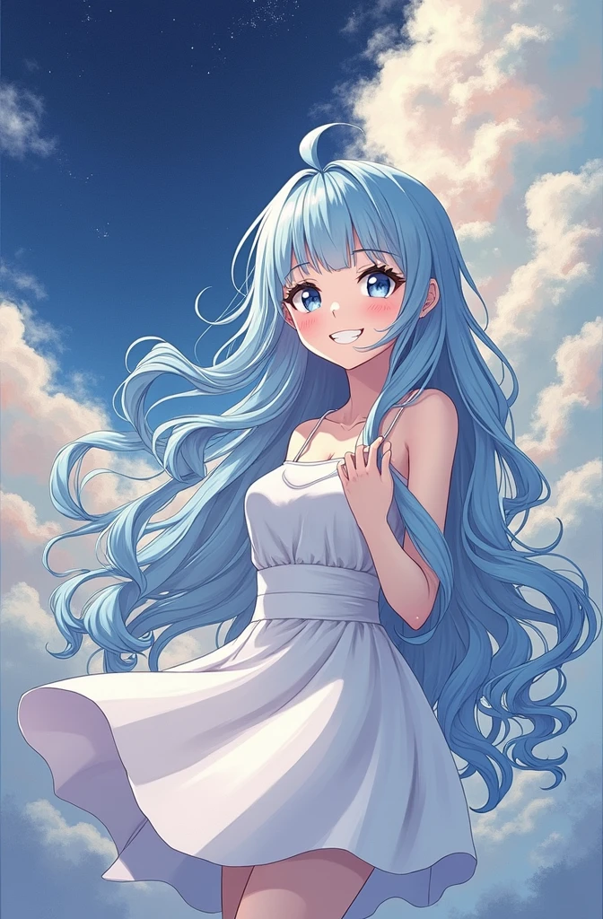One Woman、Crystal clear light blue hair、look at me、Highest quality、High resolution、Highest quality、cute、Adorable、smile、happiness、20th Generation
