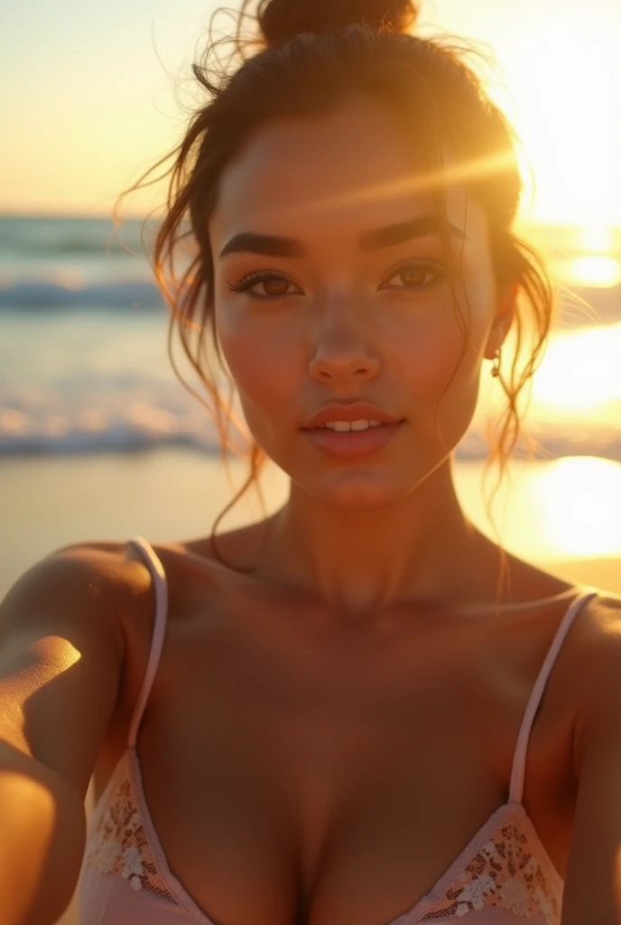(masterpiece), (artwork), thin and voluptuous body, playa, a closeup... selfie, Instagram...
