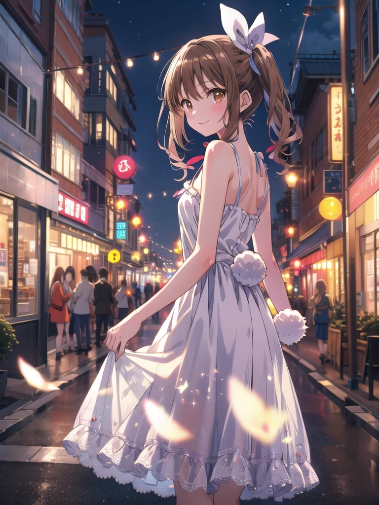 Yumi Fukuzawa、Shiny brown hair,Medium Hair, 、(( High Twintails、rabbit style)),Beautiful brown eyes、Sparkling eyes, fine grain、smile、Very fine eye、Very detailed顔, Very detailed目,Cowboy Shot、

(Photorealistic:1.4, 8k), Highest quality, masterpiece, 超High resolution, Perfect dynamic composition,Highest quality, Very detailed, Very delicate and beautiful, High resolution, Very detailedCG, masterpiece,

 
((Browsing Caution)),Semi-transparent thin camisole dress,(((Anime Style:2,Mature Woman,Shyness,18-year-old))),
Red face,Downtown street corner at night,passenger,(Areola),Put your arms behind your back,Expose