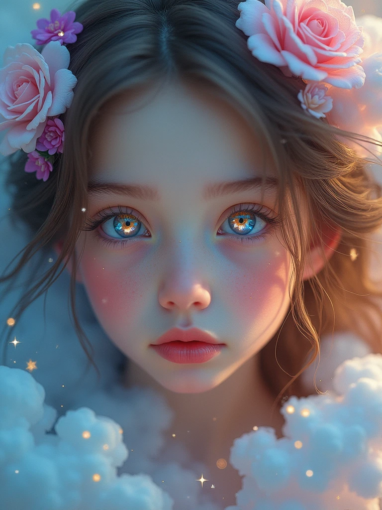 pretty girl, 1 girl, pretty face, pretty eyes, attractive eyes, close up, highest quality, fantasy, non-realistic