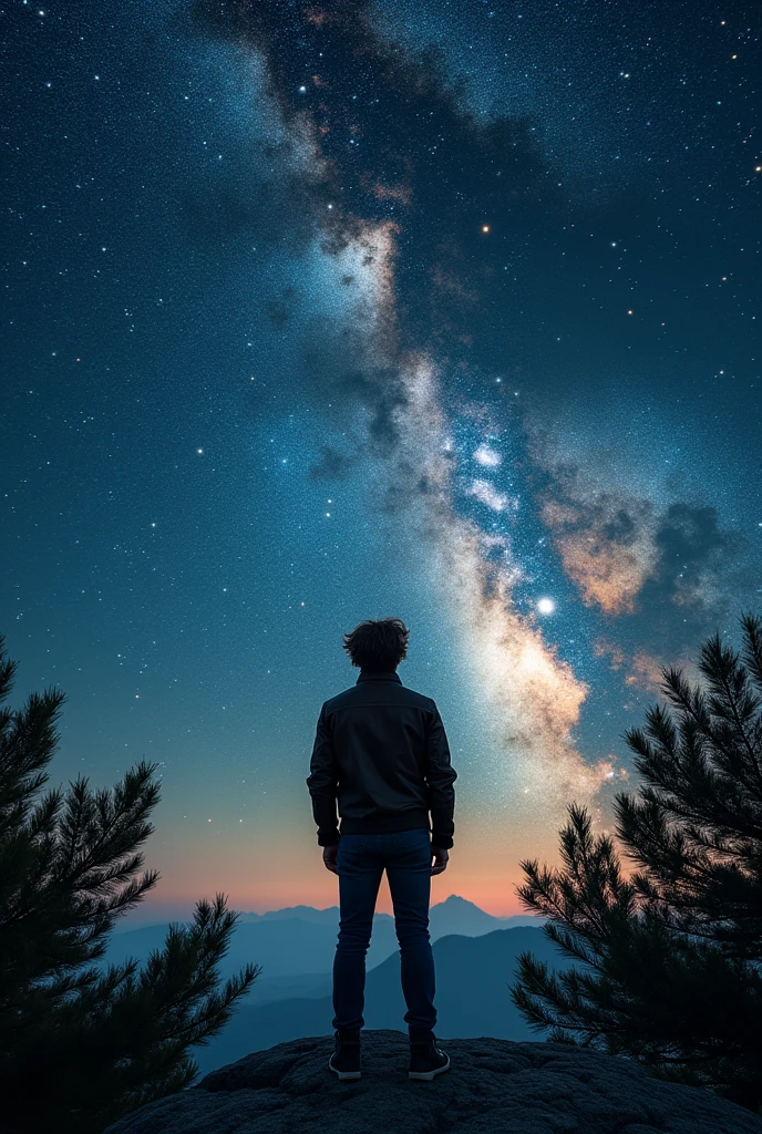 An image of a man looking at space