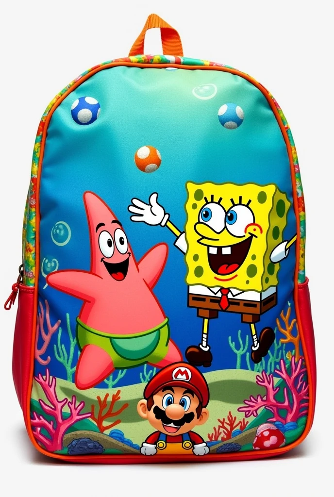 Back pack with SpongeBob Patrick and Mario Bros 