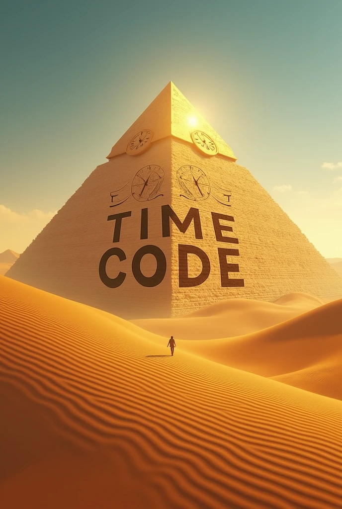 Create a logo with the title Time Code. In a pyramid in the desert