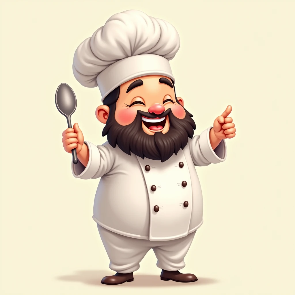 Pakistani , chubby, chef, happy, no background, illustration