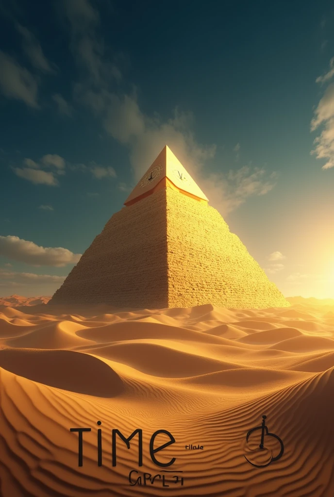 Create a logo with the title Time Code. In a pyramid in the desert