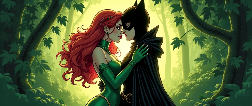 fond ecran pour pc avec poison ivy et Raven sexy style manga en se calinant