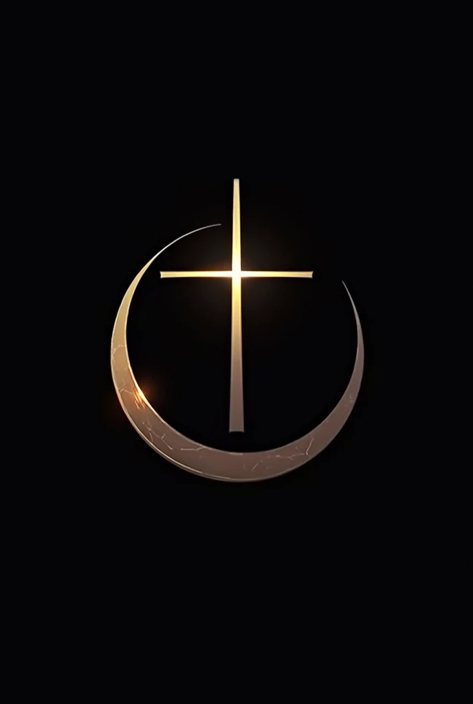 create a cross with a clock hand around this cross on a black background. para uma logotipo