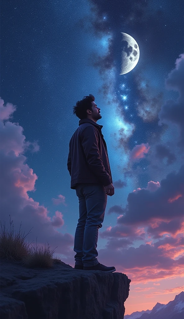 An image of a man looking at space