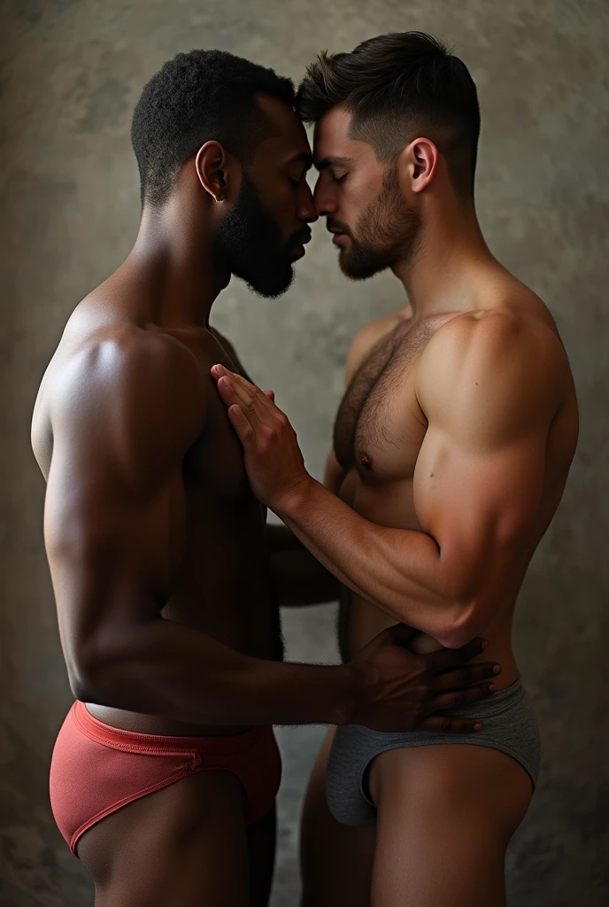 Men with big pecs having gay sex with big dicks and make a black one have a bigger dick masturbating each other both in underwear make it hotter hotter hotter and with bigger dicks without boxers or clothes without clothes One on top of the other without underwear without boxers Let one suck the other's dick I want their dicks to be 20cm that one is a 16 year old student and the black one a 35 year old teacher make the youngest student the student must see a 15 year old young man