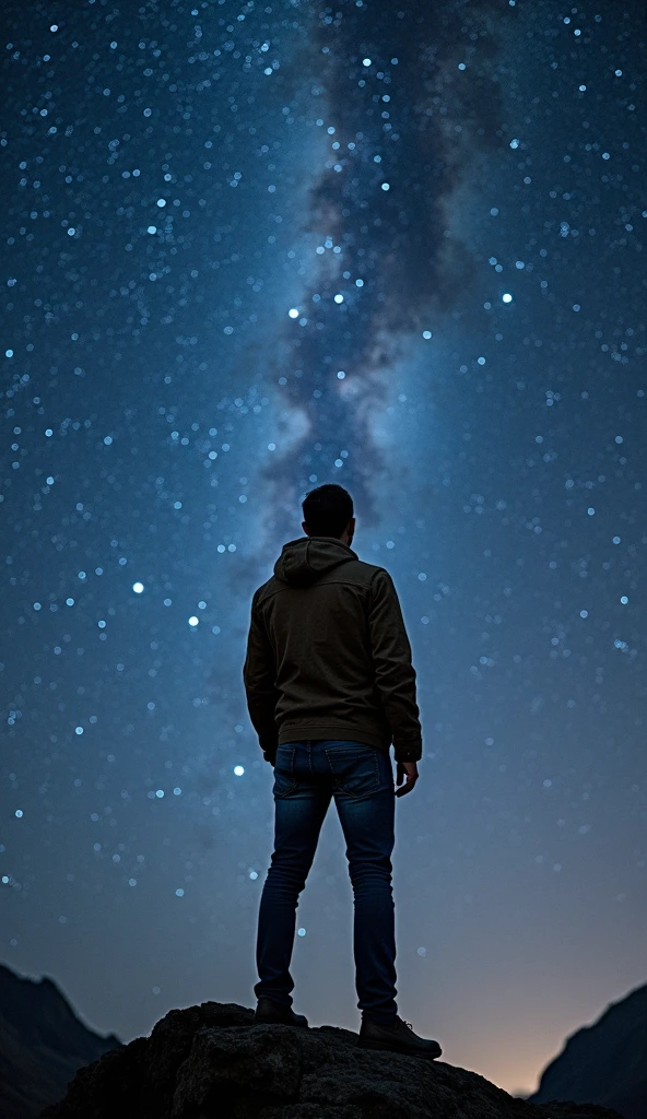 An image of a man looking at space