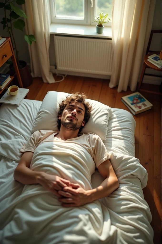 A man lying in bed