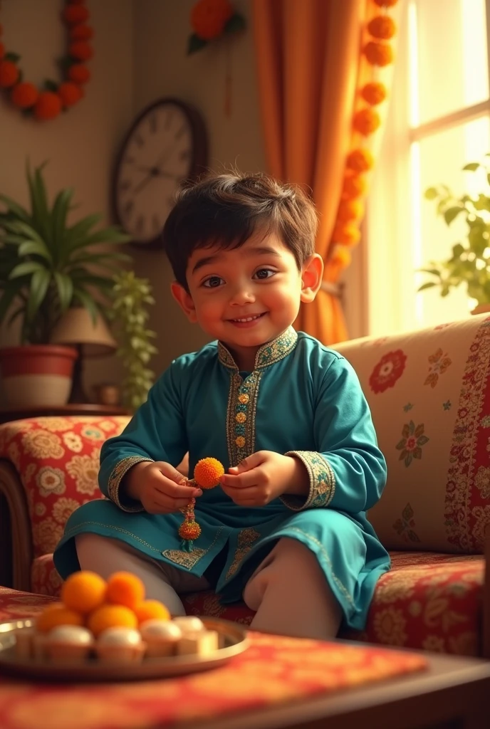 Bahan bhai ko rakhi bandhte huye, smiley face