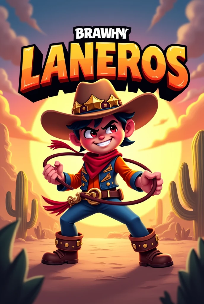 Generate an epic and creative Brawl Stars logo that says LLANEROS
